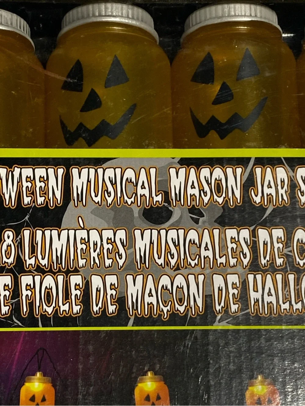 Vintage Magic Power Co Halloween Musical Mason Jar String Lights NIB 8 Count
